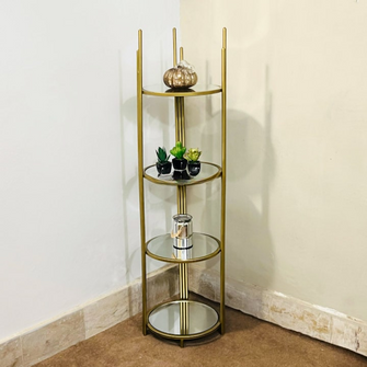 Display Rack with Mirrored Shelves – 4-Tier